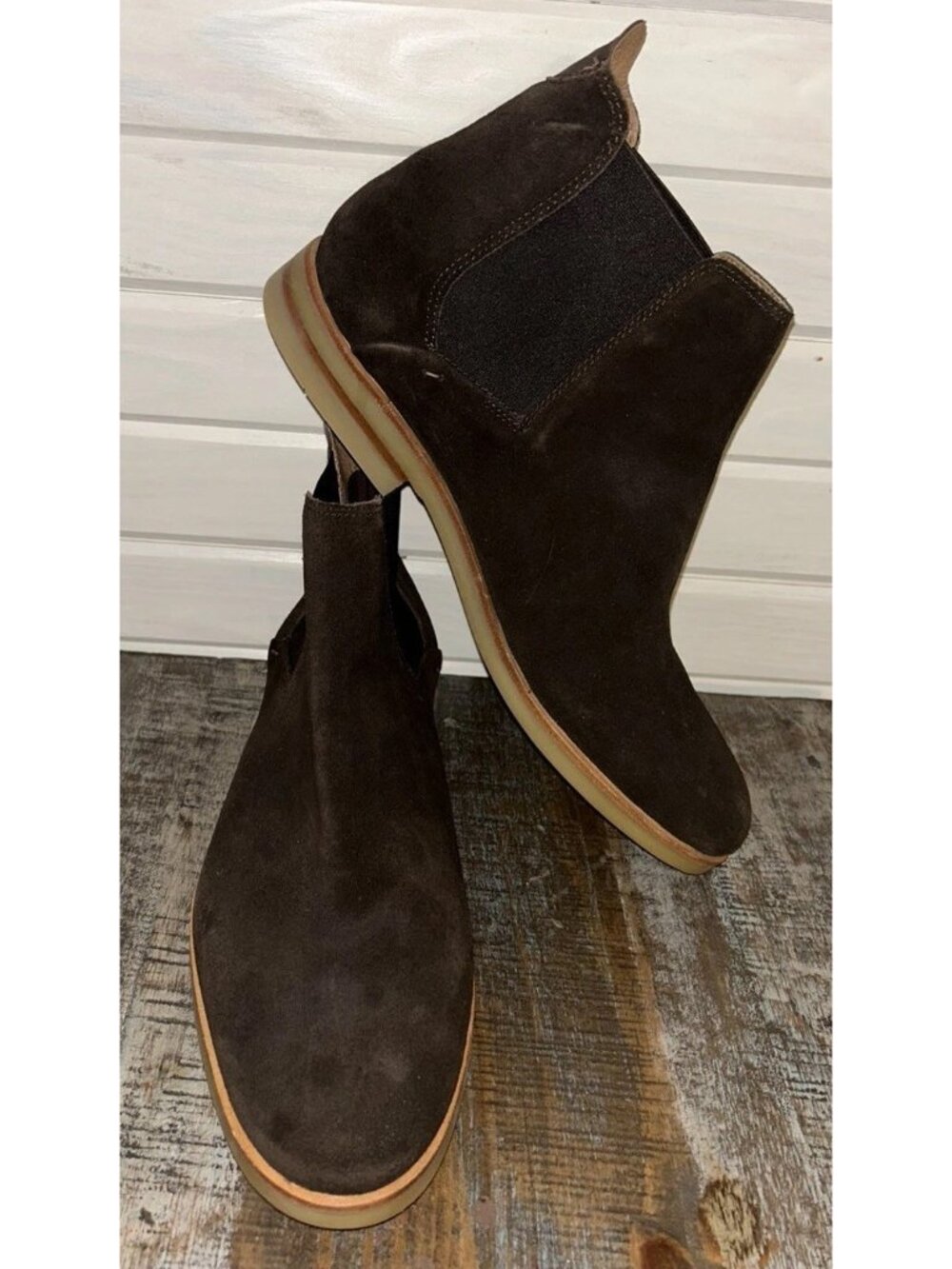 H London by Hudson Size 46/13 US Mens Tonti Chelsea Boot Suede Chocolate Brown